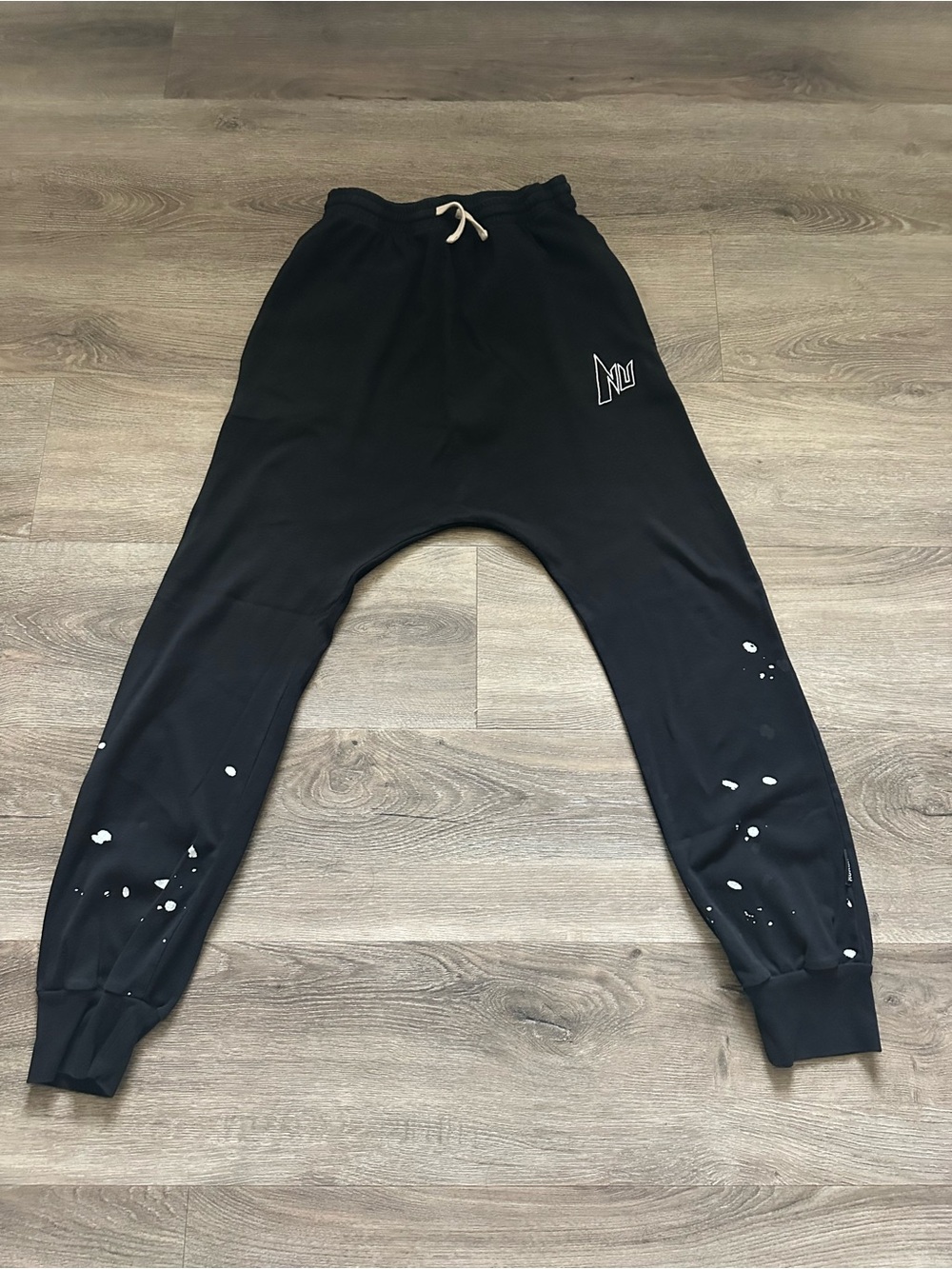 Nununu Big Boys Paint Splatter Baggy Light Cotton Jogger Sweatpants Black 15-16T